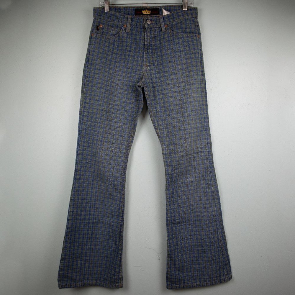 Vintage Todd Oldham plaid bell bottom jeans-9